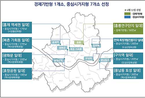 도시재생 후보지별 위치도
