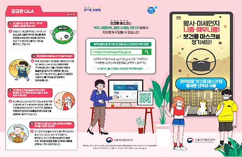 올바른 마스크 착용법식품의약품안전처 제공