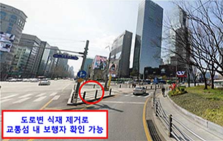 개선 후 지장물 제거에 따른 운전자 시야 확보