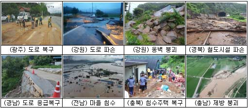 집중호우 특별재난지역 주요 피해 현황
