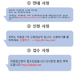 스미싱 문자 예시