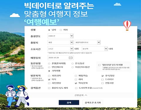 여행예보 검색 화면안