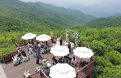 국립공원 친환경 숲속 결혼식 운영 사진소백산국립공원 연화봉 산상 결혼식