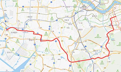 직행좌석9100번노선도