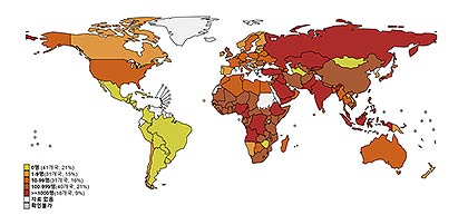 최근 6개월 홍역 환자 발생 지역 분포