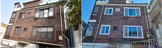 고효율 단열창호 설치 사진 개선 전저효율 창호 개선 후고효율 창호