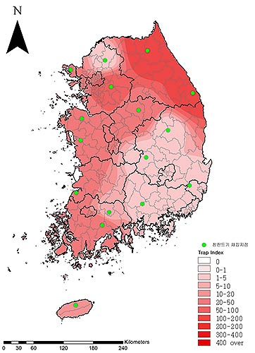 2024년 지역별 참진드기 분포도