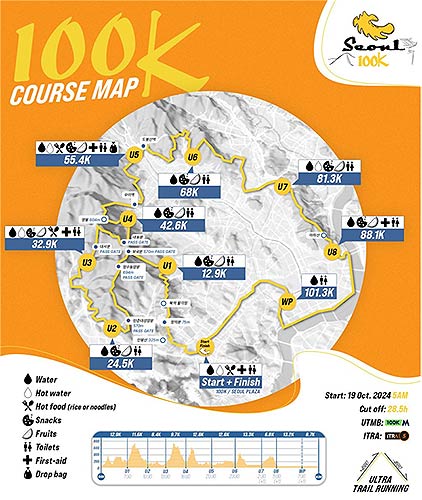  2024 서울 국제울트라트레일러닝 대회 코스도  