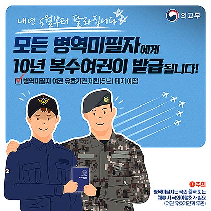 카드뉴스모든병역미필자에게10년복수여권이발급됩니다