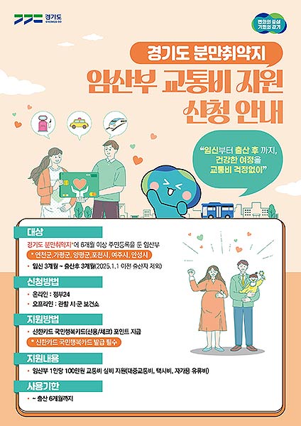 경기도분만취약지 임산부 교통비 지원 신청 안내