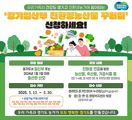 경기임산부 친환경농산물 지원사업 추가신청 그래픽자료