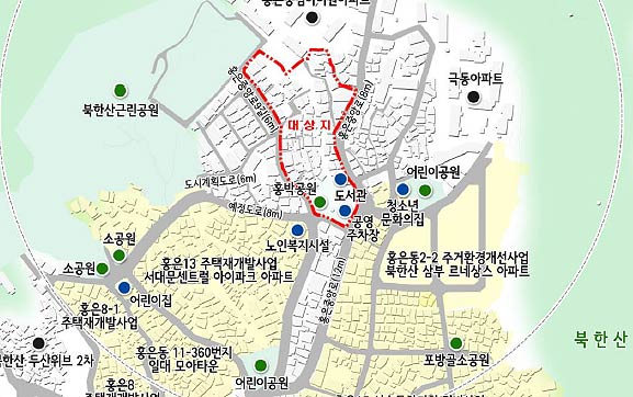 위치도 서대문구 홍은동 1018 일대 모아타운