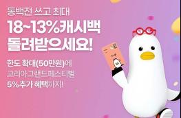 동백전 캐시백, 11월부터 "적용 한도 50만 원"으로 확대… 요율은 13퍼센트로 확대 시행 중 기사 이미지
