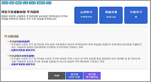 서울복지포털 내 복지서비스 검색 화면복지실 외 복지서비스 개요 안내 및 포털 연계