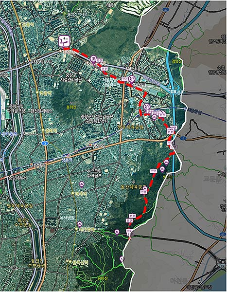 서울둘레길용마산 스카이워크 전망대 위치도