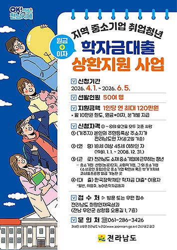 중소기업 취업 청년 학자금대출 상환 지원 홍보물