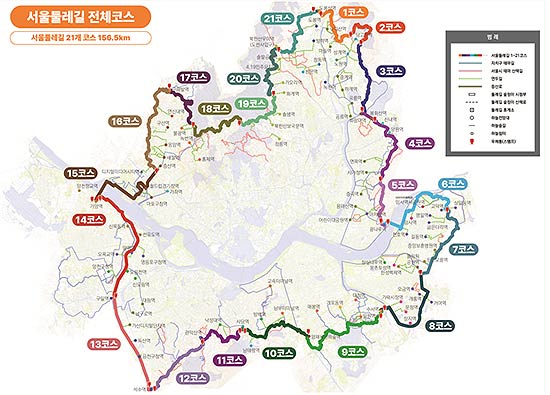 서울둘레길 위치도 및 코스 안내