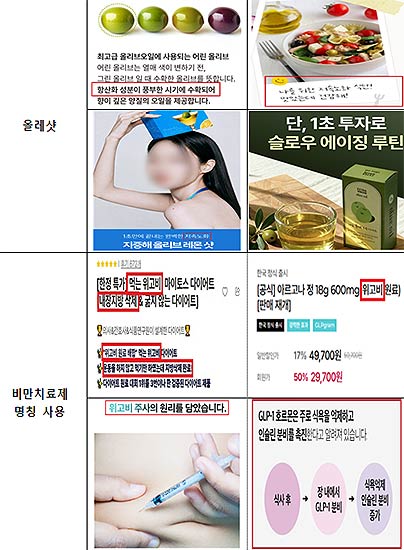 주요 부당광고 사진