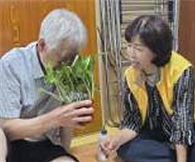 도시농업관리사가 홀몸노인 가정에서 반려식물 마음돌봄 프로그램을 진행 중