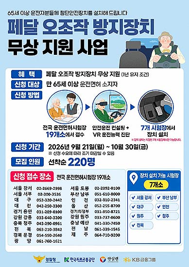 페달 오조작 방지장치 무상 지원 사업